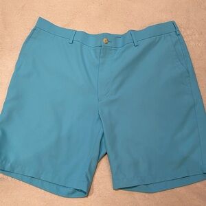 Peter Millar Crown Sport performance flat front turquoise shorts Sz 38